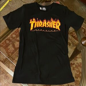 Thrasher Black T-Shirt with Flame Logo (00010)